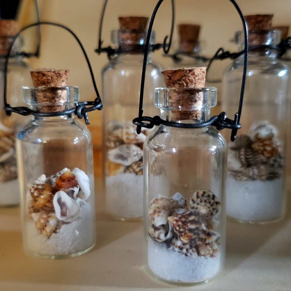 Sand and Seashell Mini Bottle Charm/Ornament